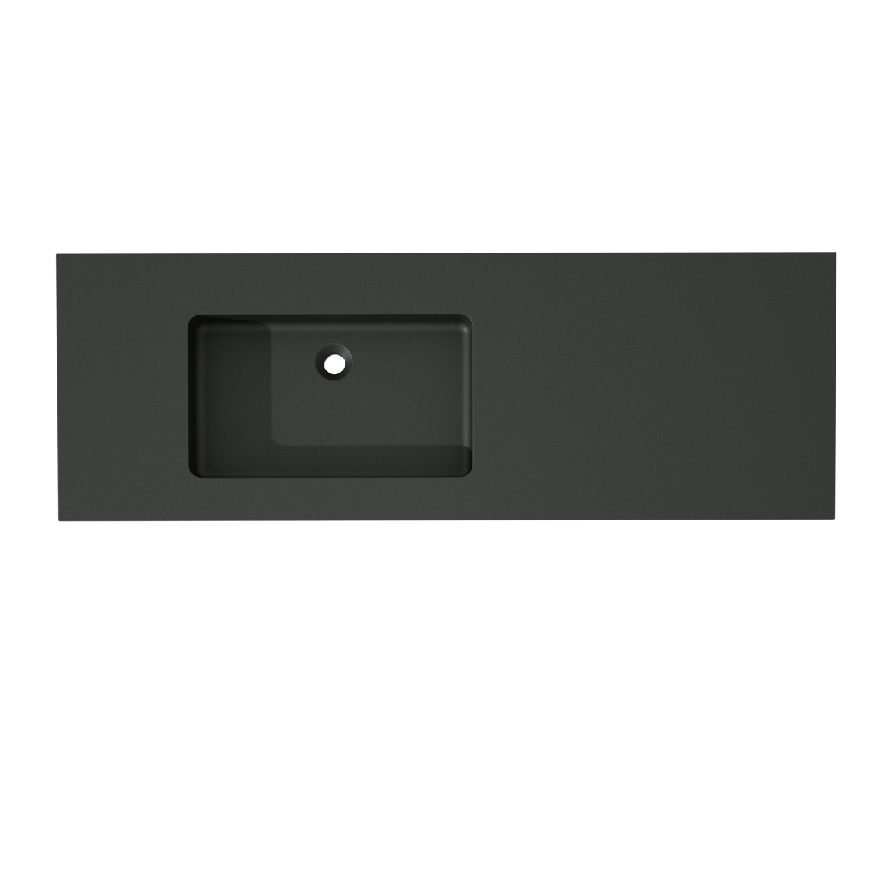 Storke Scuro plan vasque asymétrique à gauche quartz mat 150 x 52 cm