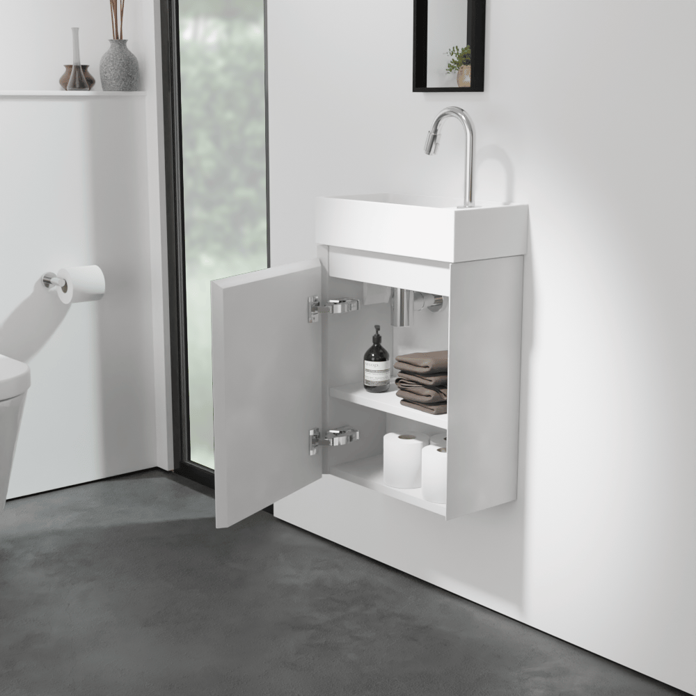 Balmani Mitra zwevend toiletmeubel 42 x 21 cm mat wit met Dama wastafel in matte Solid Surface