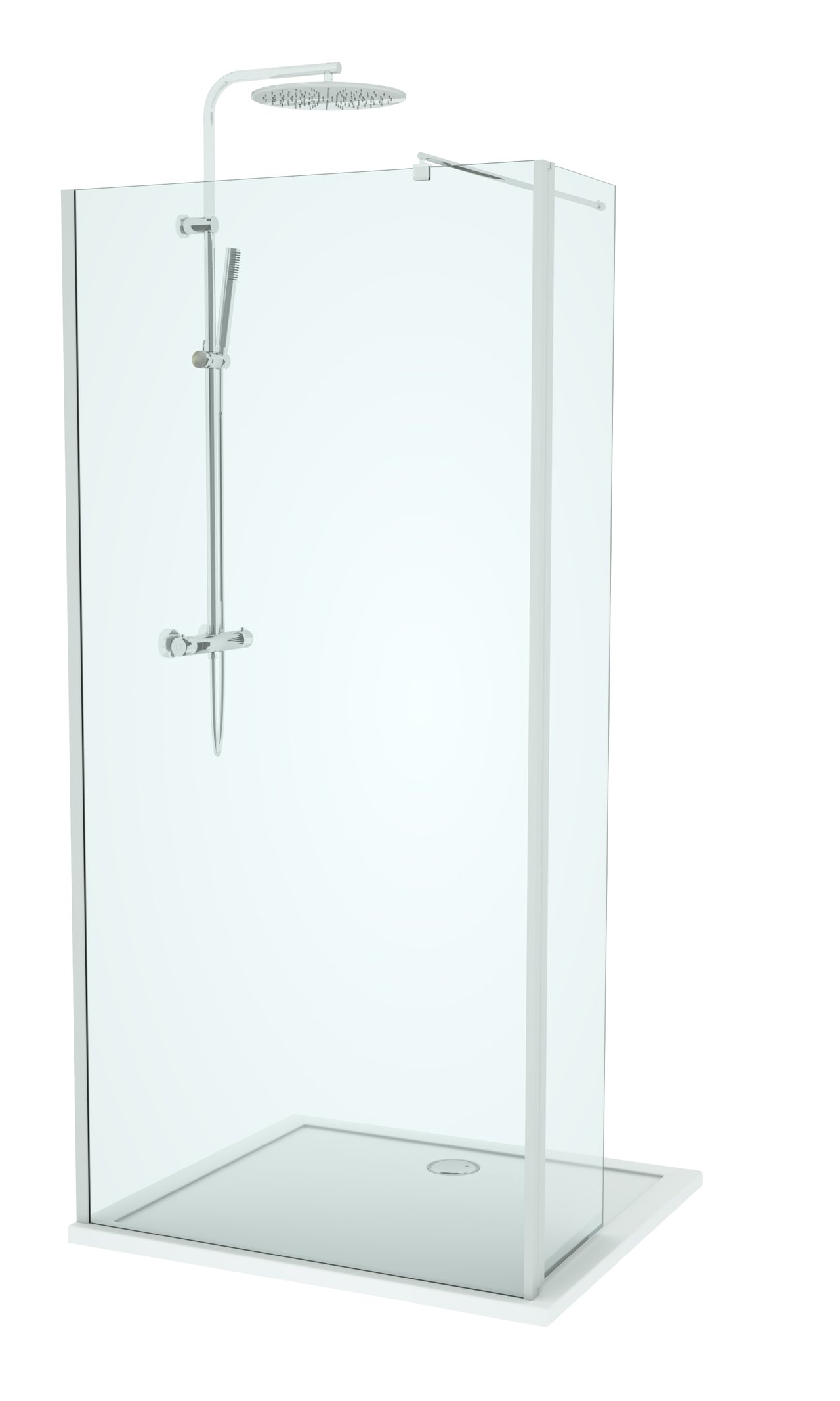 Linie Twist Walk-In Dusche: Bewegliche Seitenwand, 100 x 200 cm, Klarglas, Chromprofil