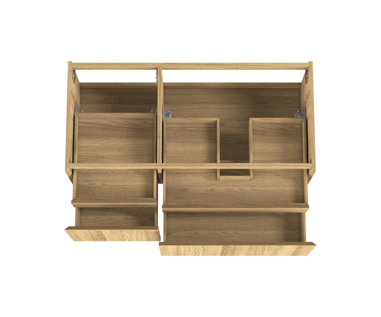 Balmani Idra by Mitra meuble sous-lavabo suspendu 120 x 55 cm asymétrique droite placage chêne naturel 4 tiroirs