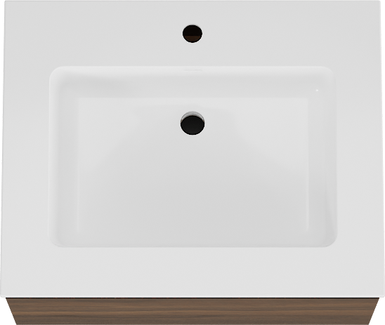 Storke Edge meuble salle de bains suspendu 65 x 52 cm noyer avec Bilia plan simple en marbre composite blanc brillant