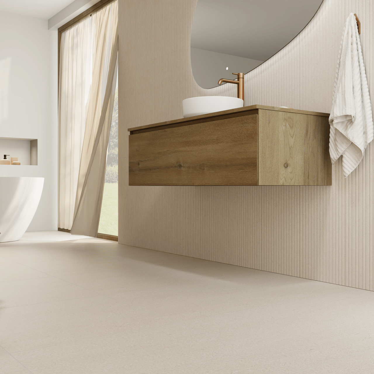 Carruzo Nube keramische vloer- en wandtegels 4 stuks 60x60cm Crema