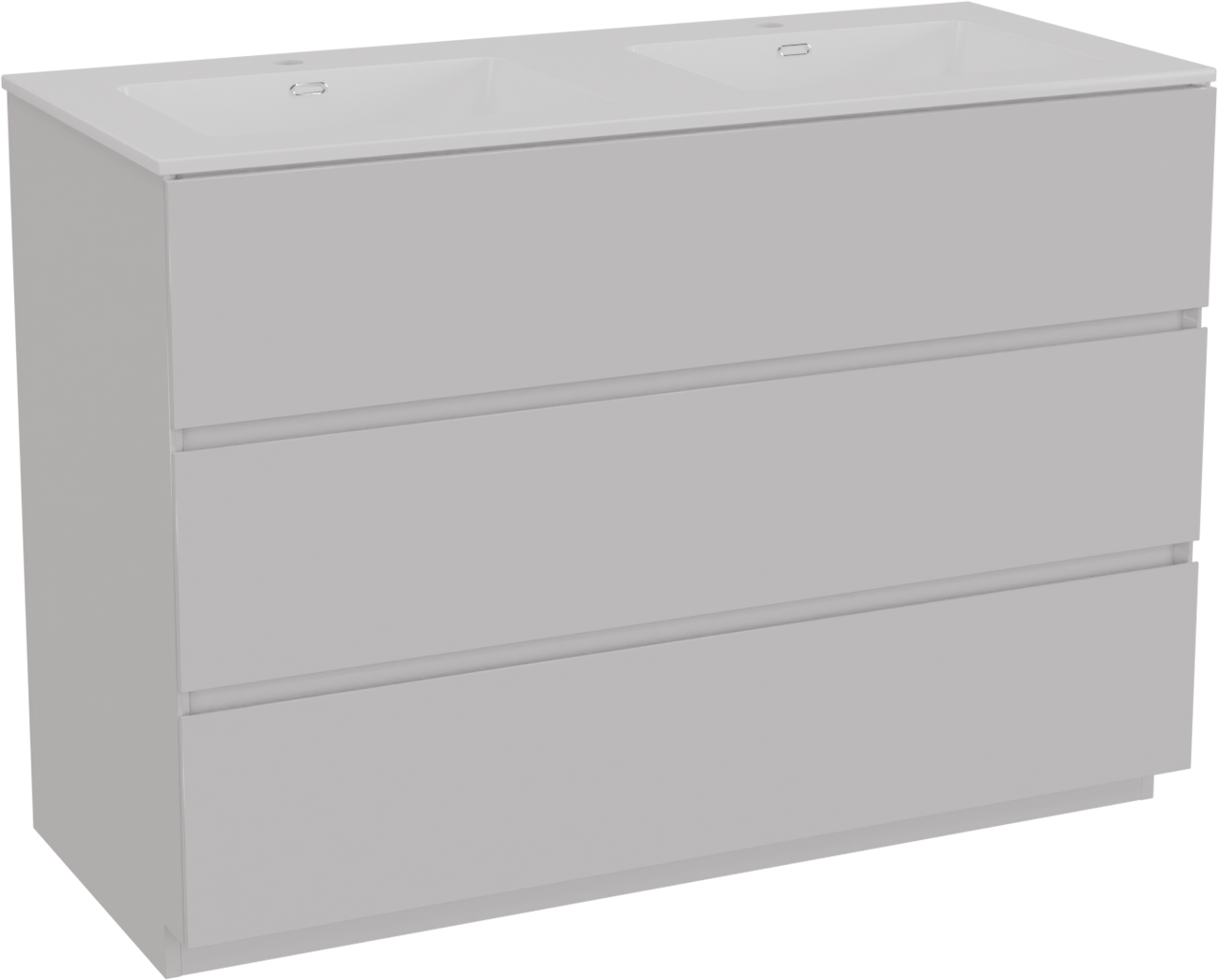 Storke Edge meuble salle de bains à poser 120 x 52 cm blanc brillant avec Diva double vasque en marbre composite blanc brillant