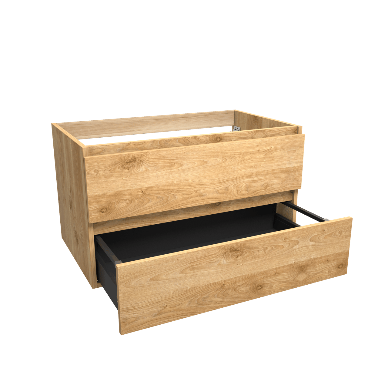 Balmani Lucida hängender Waschbeckenunterschrank: 90 x 55 cm, Eiche rustikal, 2 Schubladen