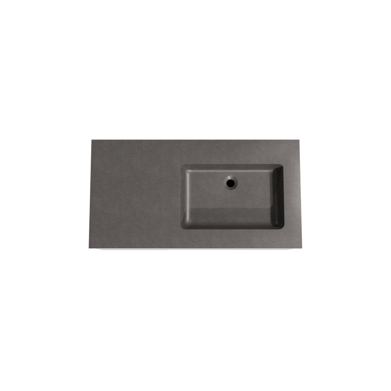 Storke Edge meuble salle de bains suspendu 100 x 52 cm blanc mat avec Scuro plan vasque asymétrique à droite en quartz noir mat