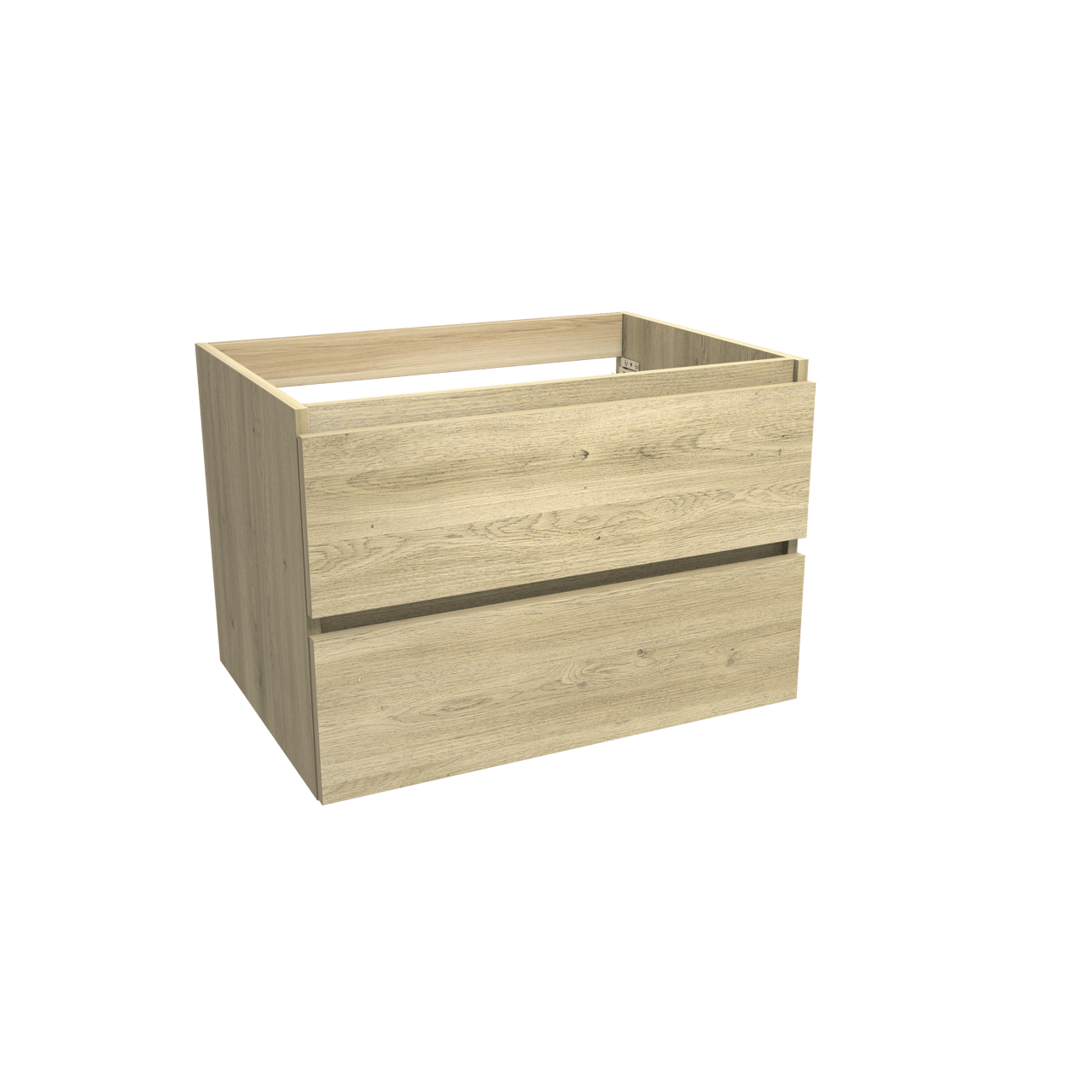 Balmani Lucida hängender Waschbeckenunterschrank: 75 x 55 cm, Eiche verwittert, 2 Schubladen