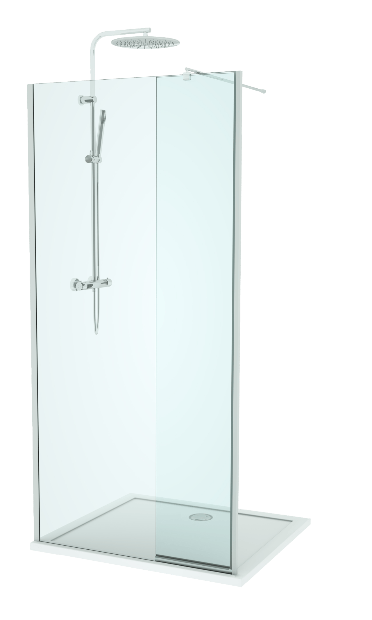 Linie Twist Walk-In Dusche: Bewegliche Seitenwand, 100 x 200 cm, Klarglas, Chromprofil