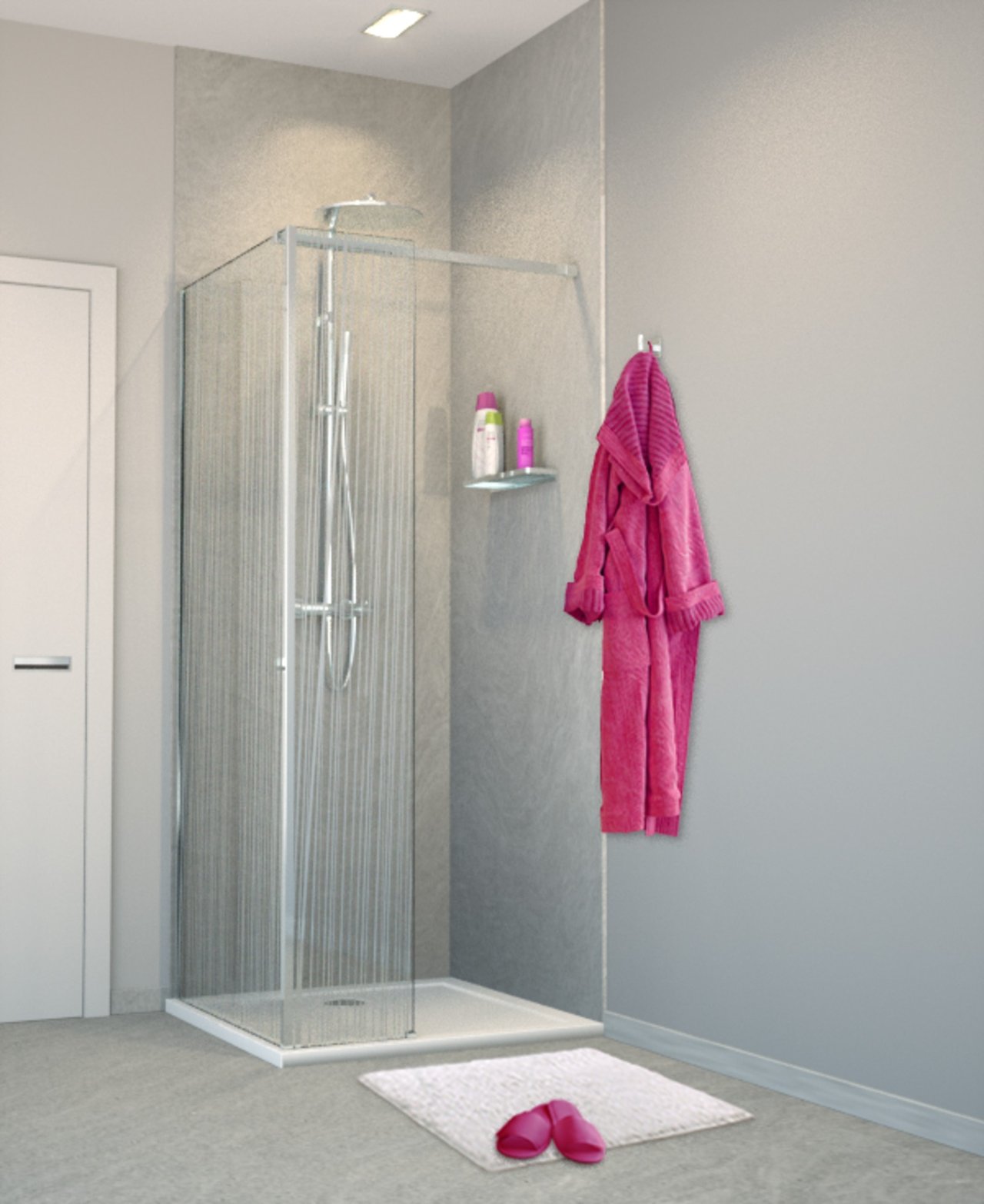 Balmani Modular inloopdouche met vaste zijwand 90 x 200 cm mikado glas glanzend chroom profiel