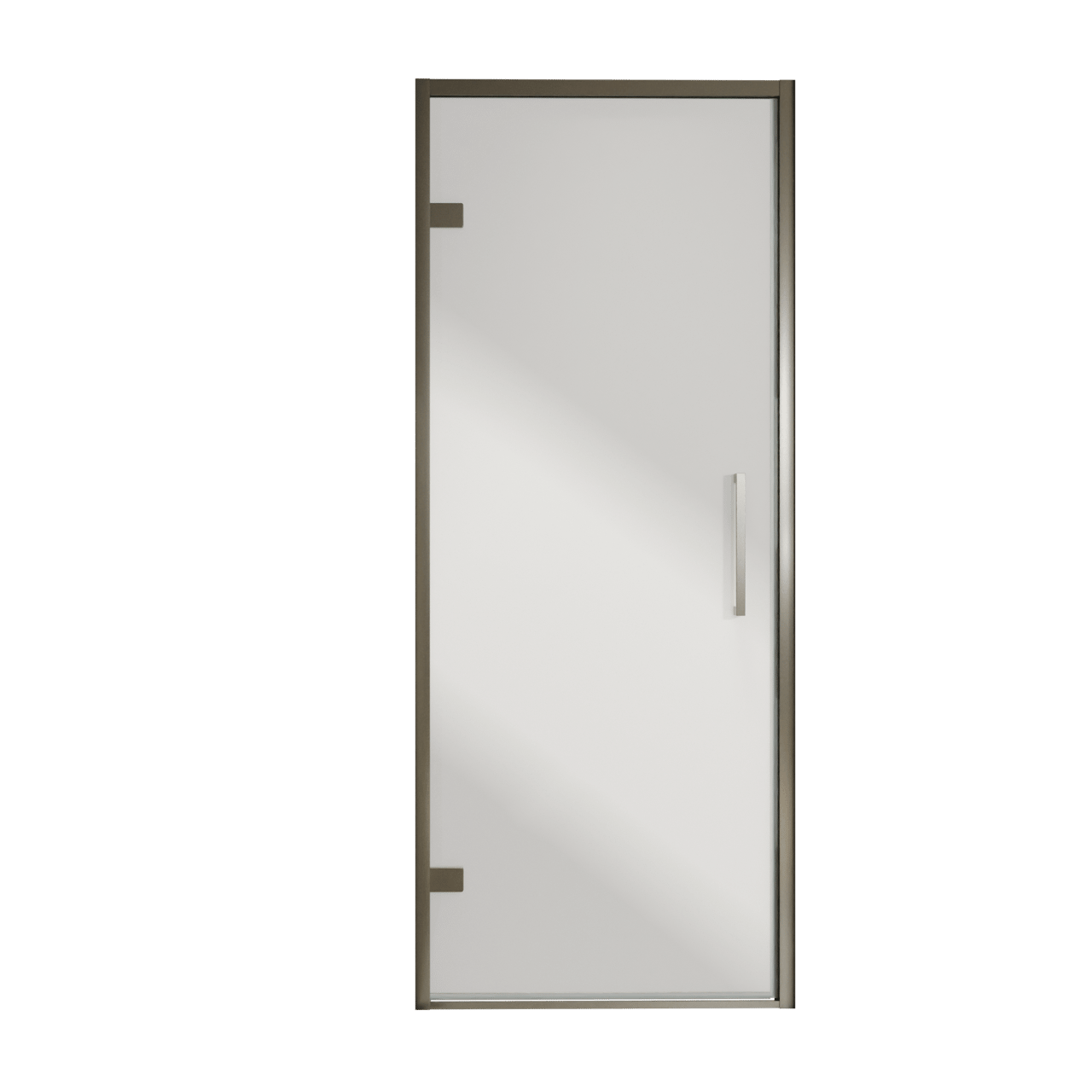 Balmani Senses Design porte pivotante à gauche 90 cm x 210 cm verre Miroir Reflex, Profil Brushed GunMetal, coating inclus