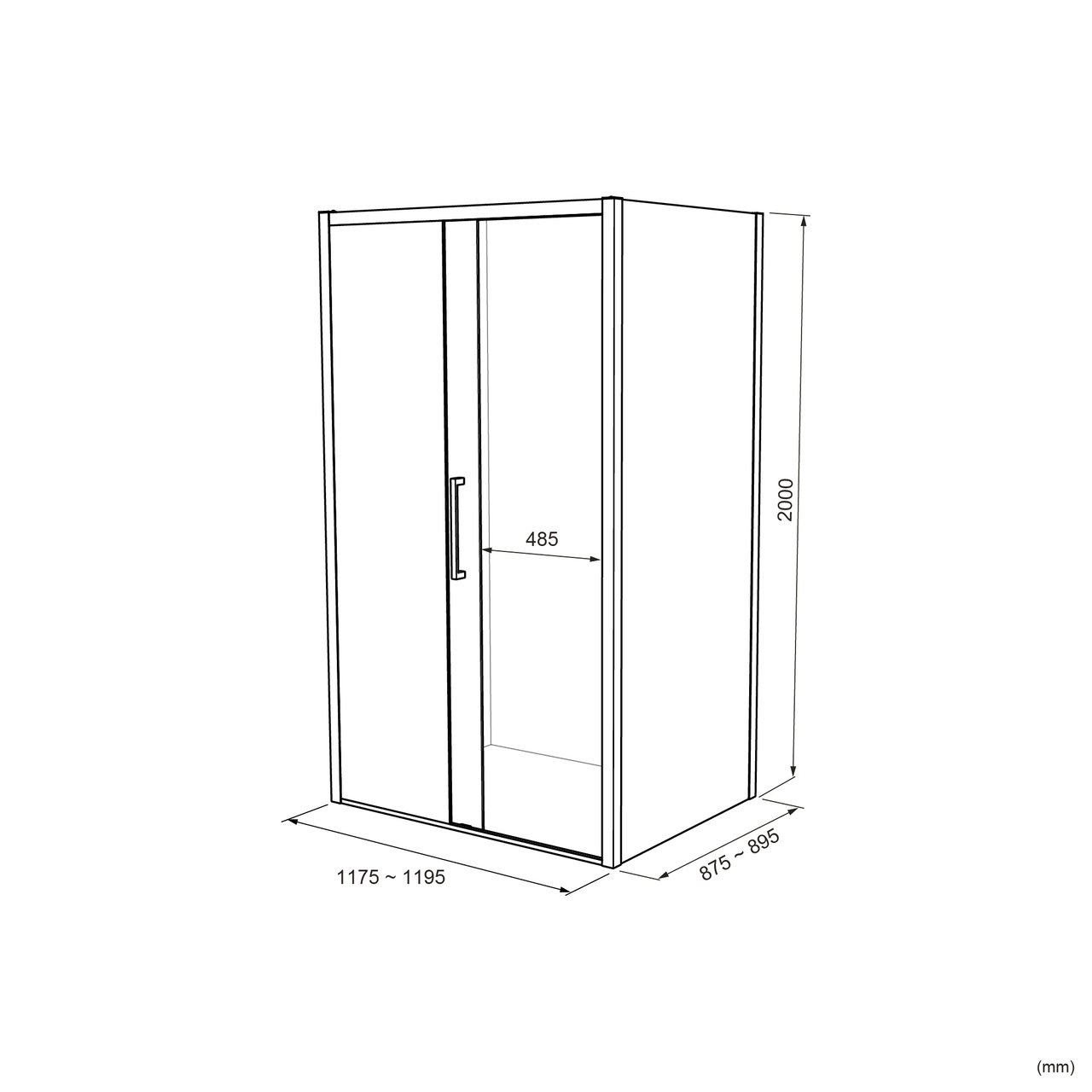 Luca Varess Senses paroi de douche avec porte coulissante gauche et paroi latérale fixe 120 x 90 cm verre transparent avec bande matte profil chrome brillant