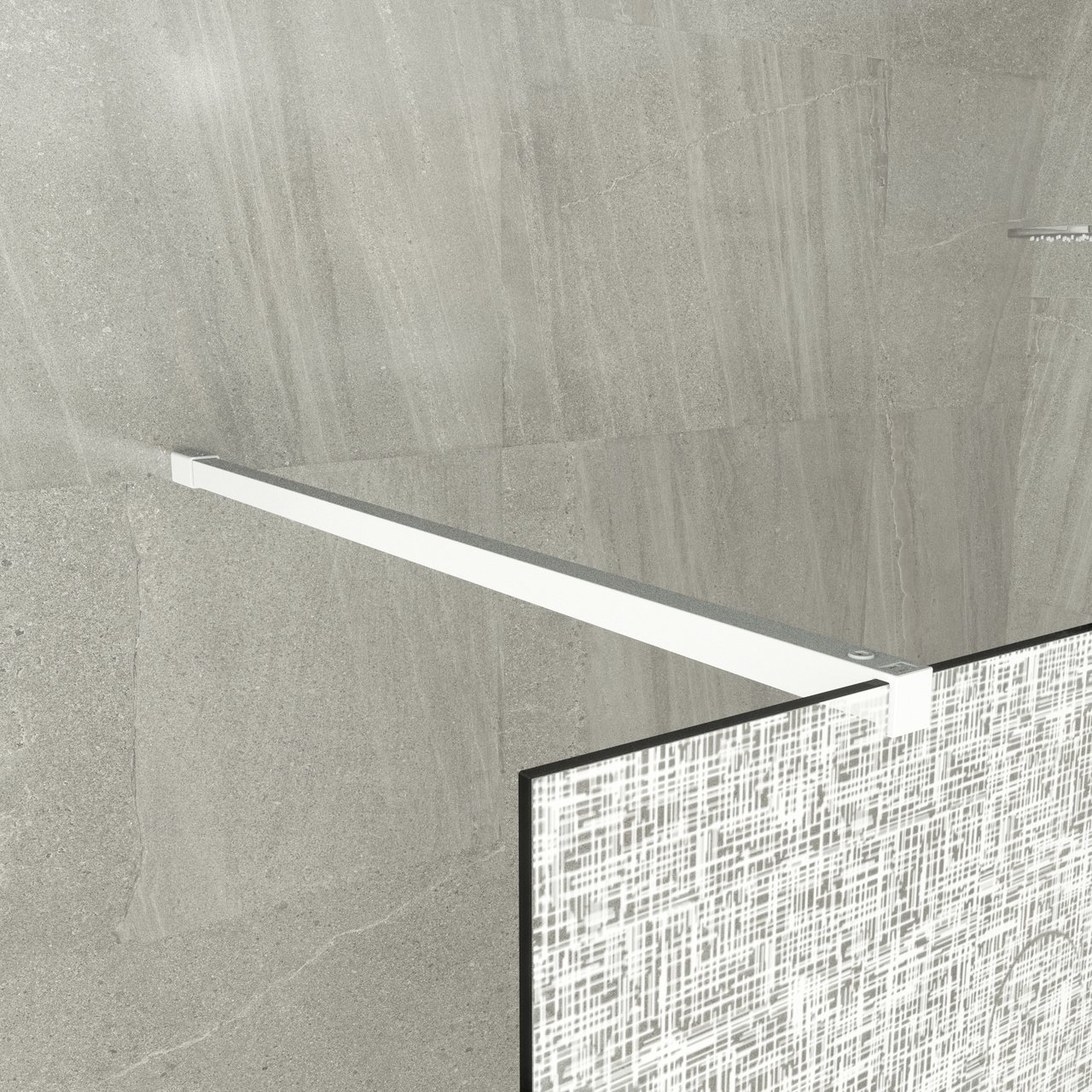 Balmani BMSS douche à l'italienne 90 x 200 cm verre lin blanc profil blanc mat
