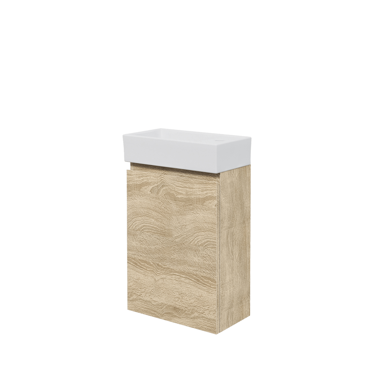 Linie Lado meuble wc suspendu 40 x 22 cm chêne blanc avec Baro lavabo en céramique blanc brillant