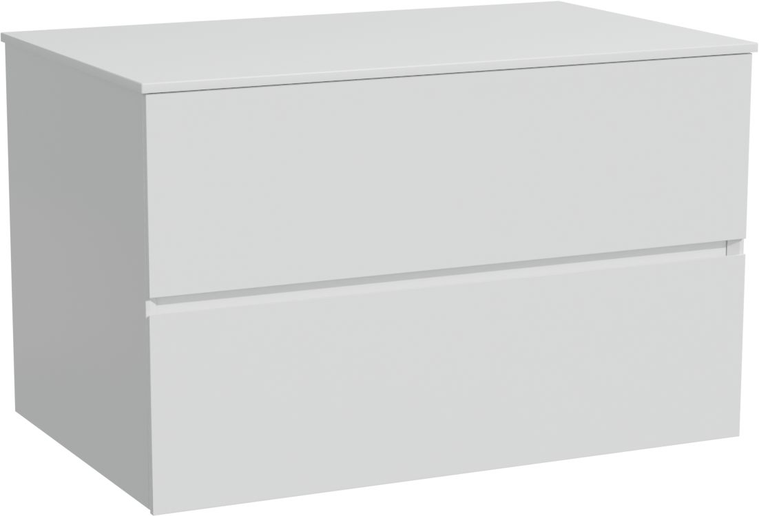 Storke Edge meuble salle de bains suspendu 85 x 52 cm blanc brillant avec Tavola tablette simple en solid surface blanc mat