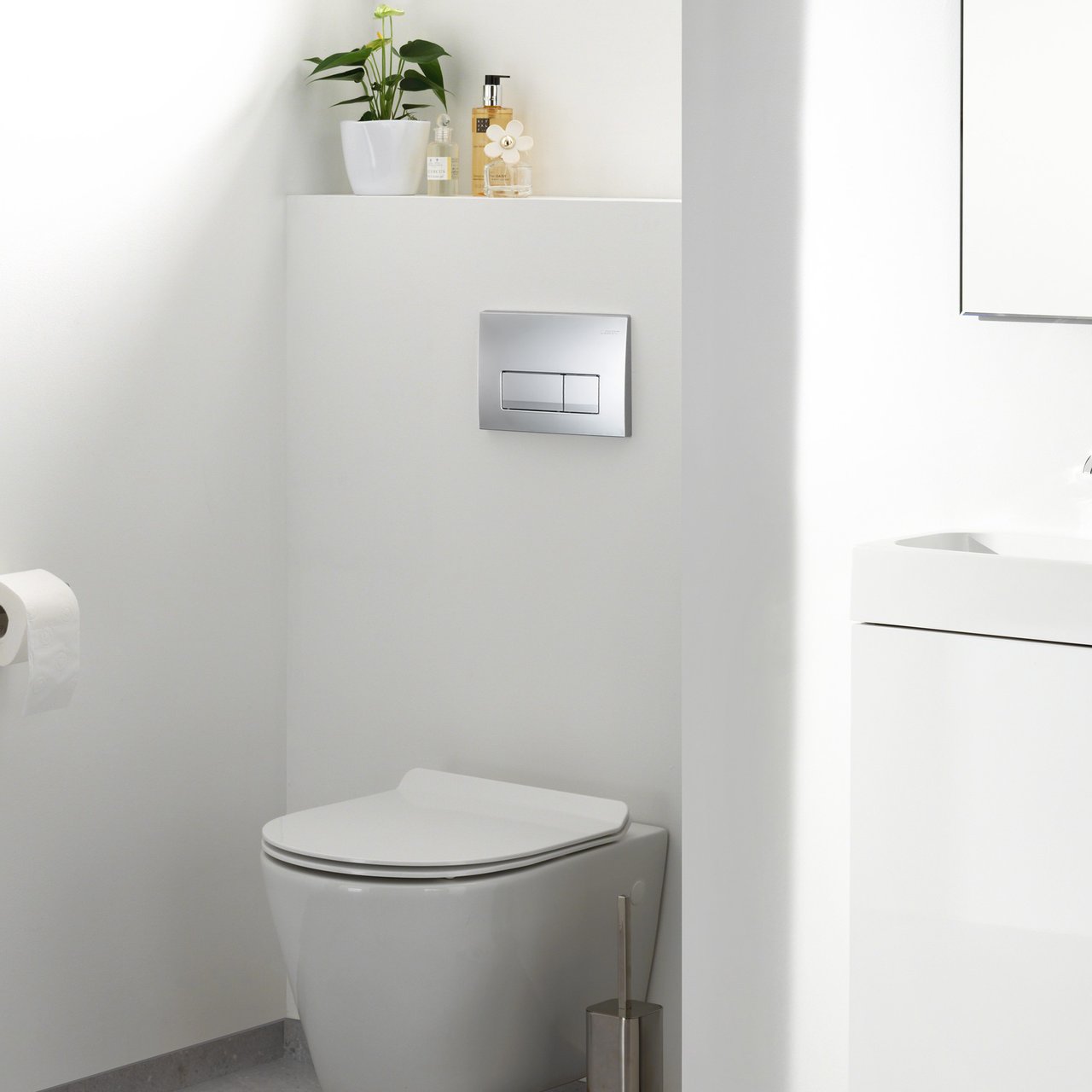 Geberit Delta 51 Betätigungsplatte, Chrom matt, für Geberit Duofix Einbauspülkasten