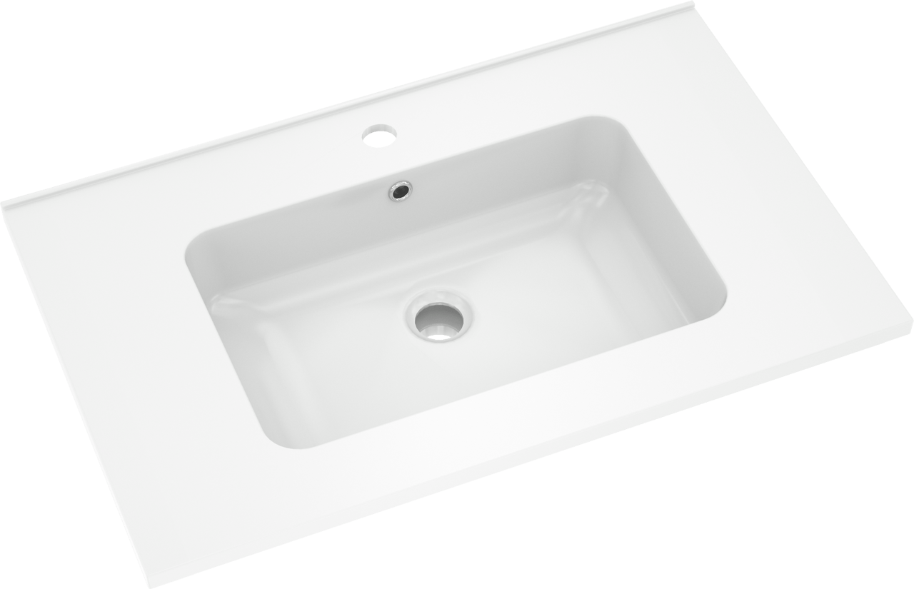 Linie Vano enkele wastafel glanzend composiet marmer 70 x 46 cm