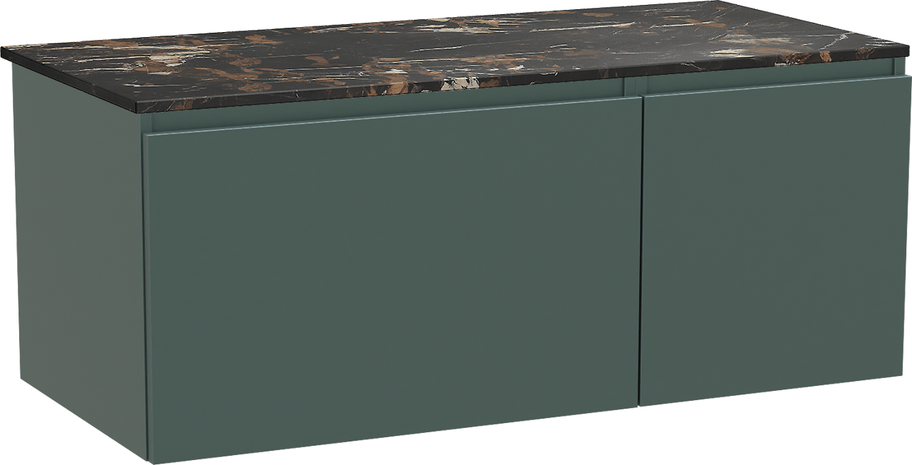 Balmani Sfera by Lucida meuble salle de bains suspendu 120 x 55 cm forest avec Stretto tablette simple en marbre portoro gold