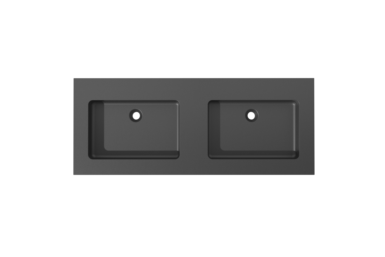 Storke Scuro High dubbele wastafel mat kwarts 130 x 52 cm