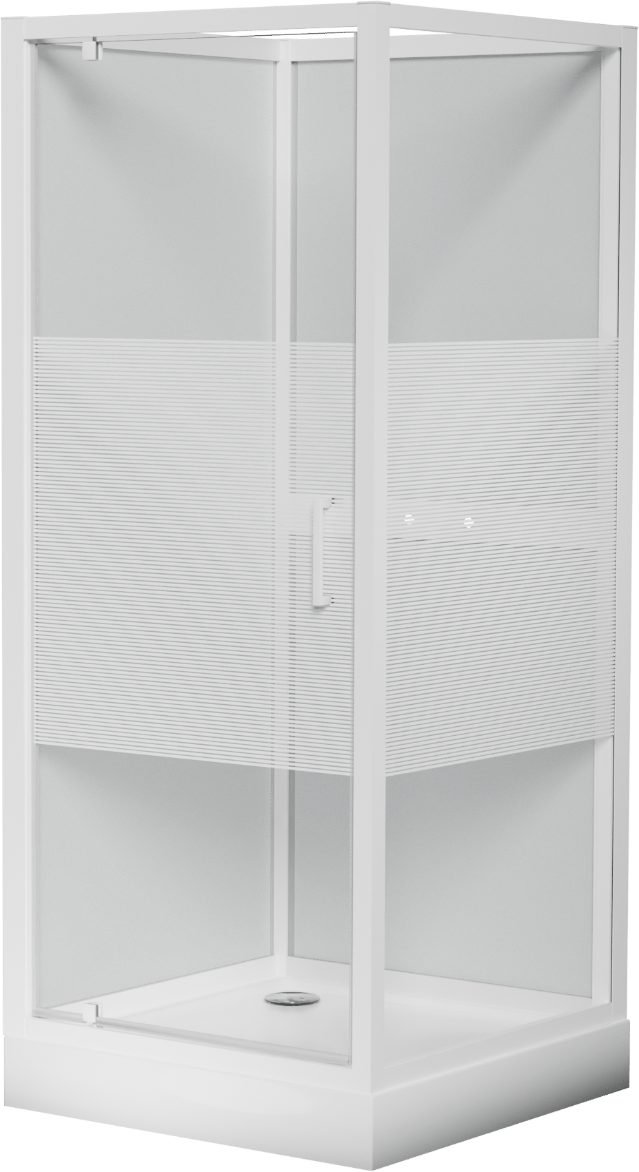 Luca Varess Talan douchecabine met draaideuren 90 x 90 cm helder glas met mat gestreepte strook glanzend wit profiel