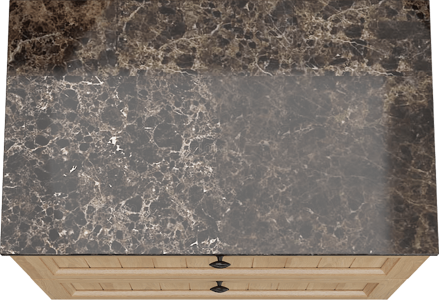 Balmani Lemon freistehendes Möbelstück Set: 90 x 55 cm, Naturbelassene Eiche Furnier, mit Stretto Einzel Waschtischplatte, Dark Emperador