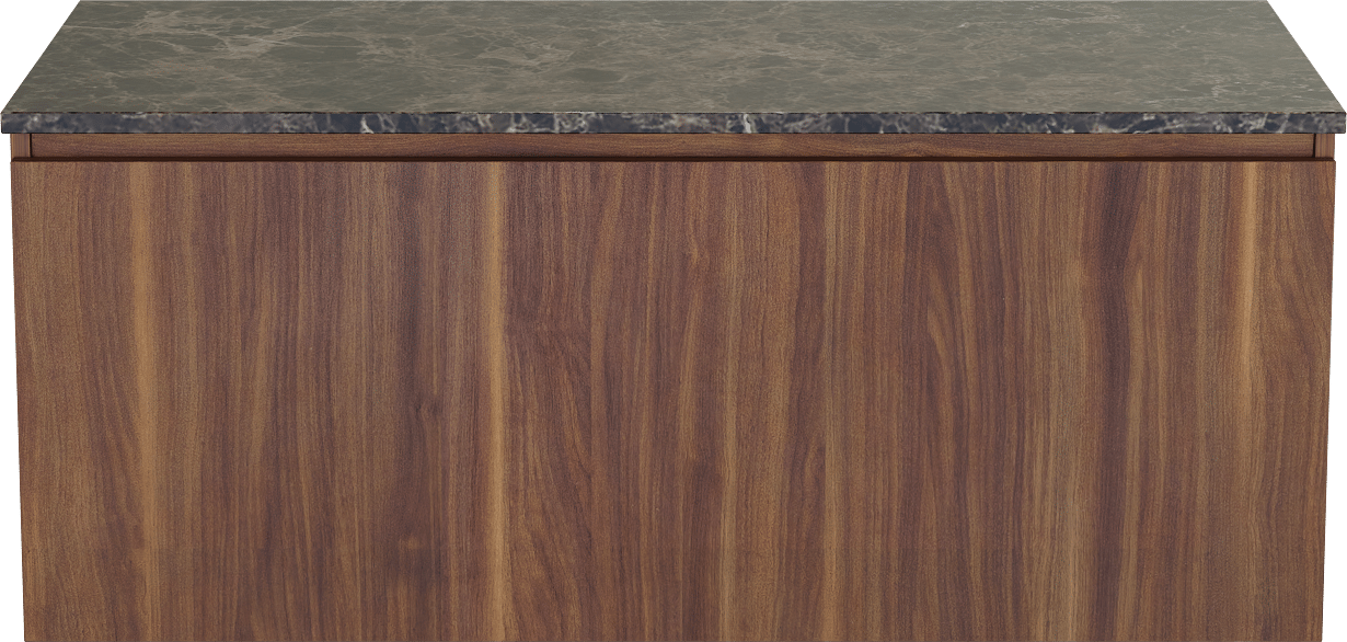 Balmani Sfera by Lucida zwevend badkamermeubel 120 x 55 cm amerikaanse notelaar met Stretto enkel of dubbel tablet in marmer dark emperador