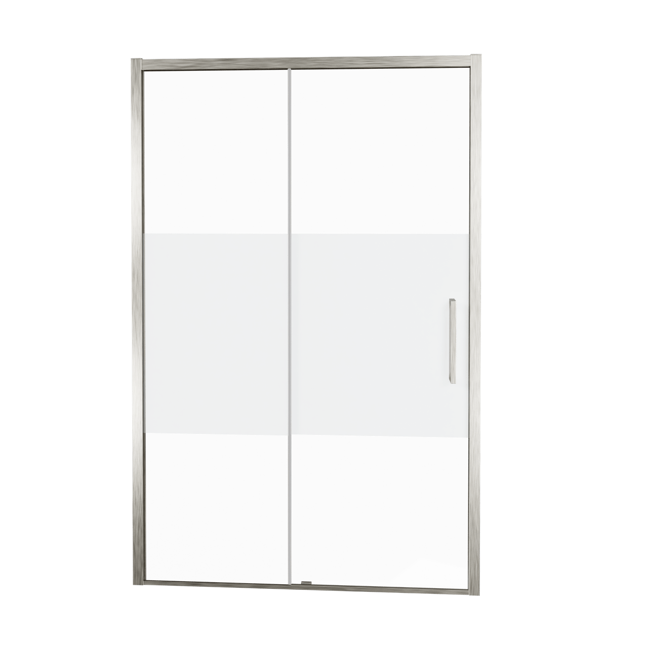 Balmani Senses Design douche schuifdeur links 160 cm x 210 cm Helder glas met matte strook glas, Brushed CoolMetal profielen