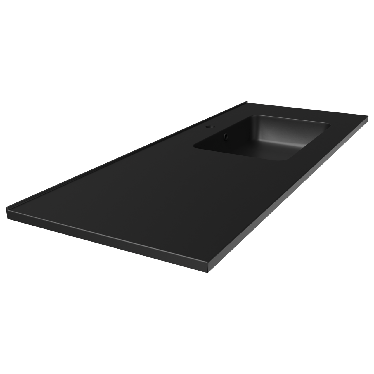 Linie Vano vasque asymétrique droite marbre composite Noir Mat 120 x 46 cm