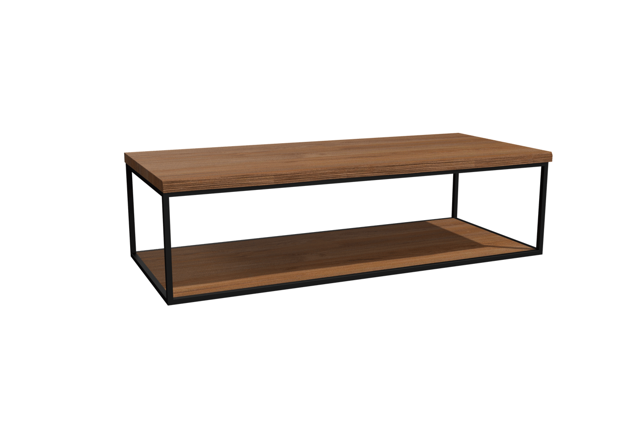 Balmani Life Edge Einzel- oder Doppelwaschtischplatte, Teak massiv, Rahmen schwarz, 120 x 50 cm