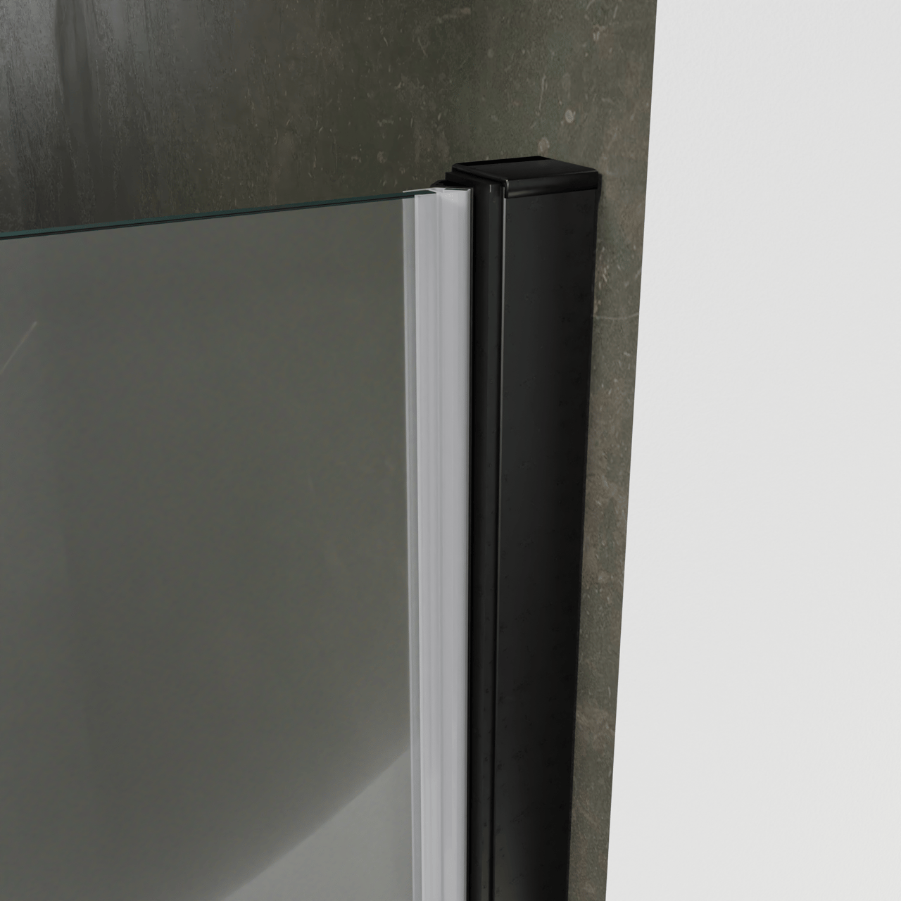 Luca Varess Kuresa Duschtür: Drehtür, 90 x 200 cm, Klarglas, Schwarzes Profil, matt