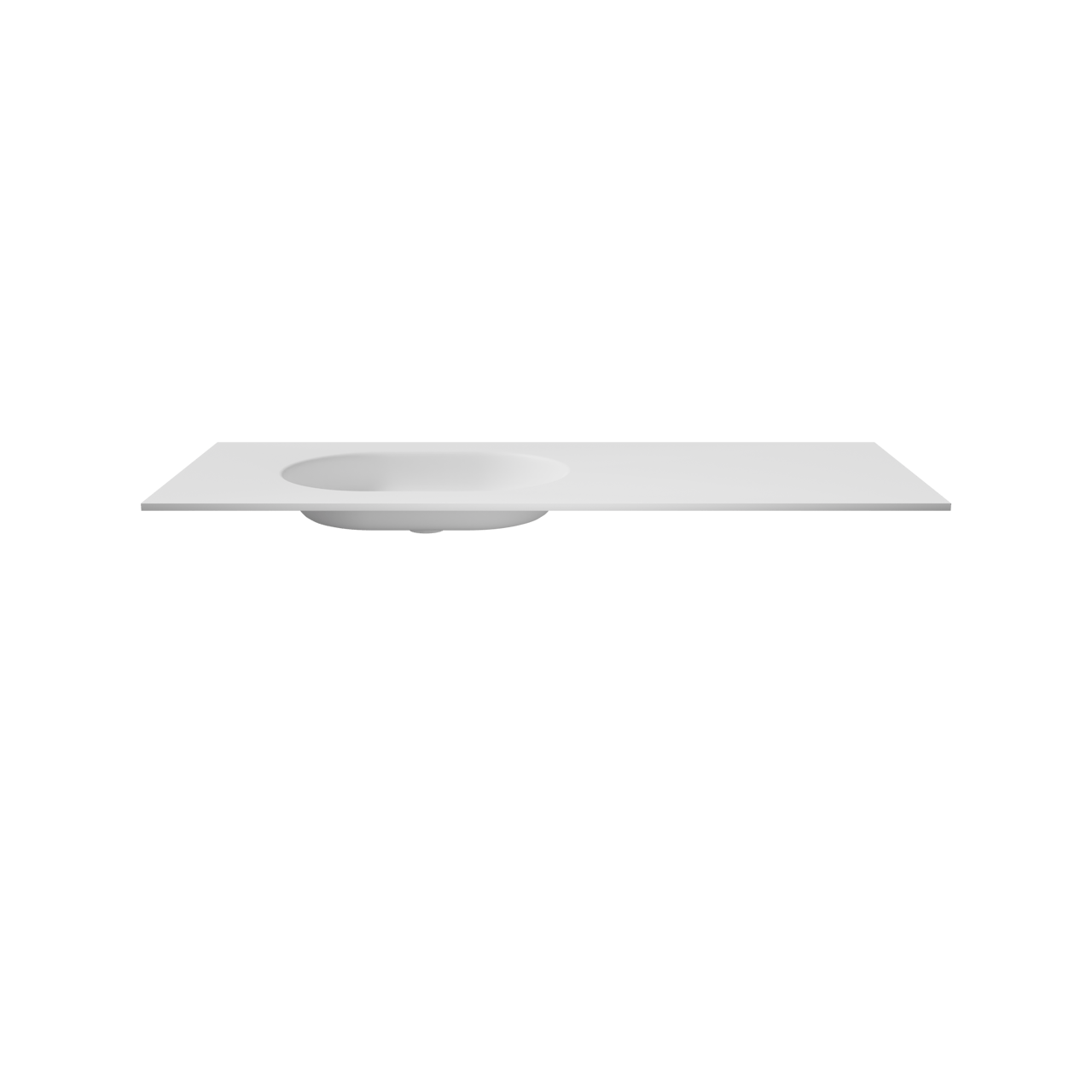 Balmani Tablo Oval Waschtisch Links Matt Weiße Solid Surface 135 x 55 cm