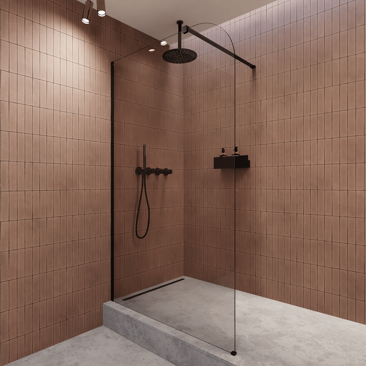 Balmani Modular paroi de douche Verre transparent arrondi 176 x 200 cm