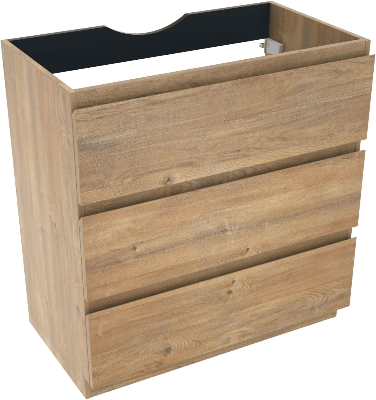 Linie Lado meuble sous-lavabo a poser 80 x 46 cm chêne naturel 3 tiroirs
