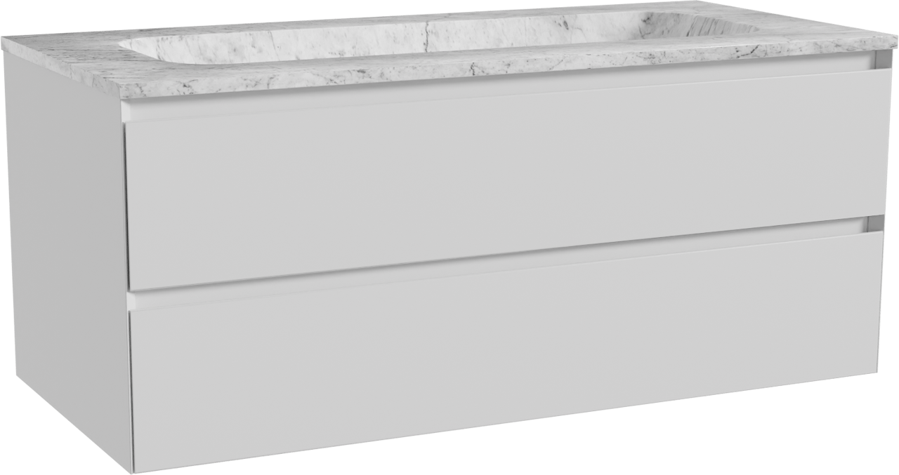 Balmani Mitra meuble salle de bains suspendu 120 x 55 cm blanc mat avec Tablo Arcato plan simple en marbre carrara