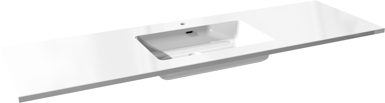 Storke Diva enkele wastafel glanzend composiet marmer 165 x 52 cm