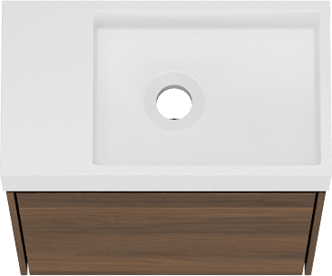 Storke Edge meuble wc suspendu 40 x 22 cm noyer avec Fada lavabo en Solid Surface blanc mat