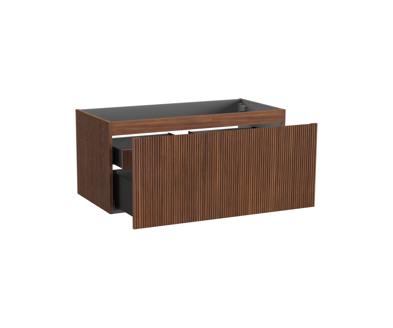 Storke Ribs zwevende wastafelonderkast 105 x 52 cm notenhout 2 lades