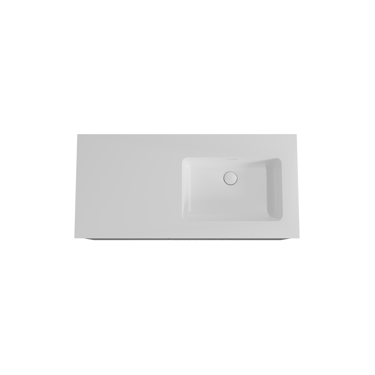 Storke Ribs zwevend badmeubel 110 x 52 cm zwart eiken met Mata asymmetrisch rechtse wastafel in solid surface mat wit, Verticale asymmetrische rechte ribbel
