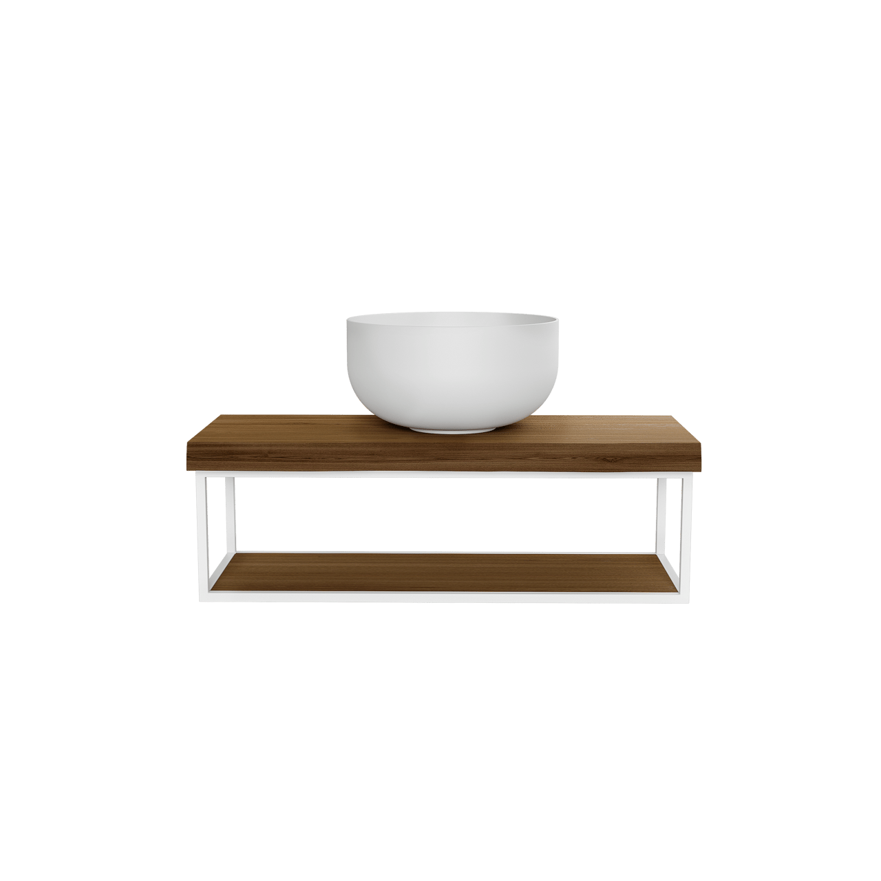 Balmani Life Edge Mini zwevend handenwasser 55 x 22,5 cm met Bowl in matte Solid Surface met witte frame