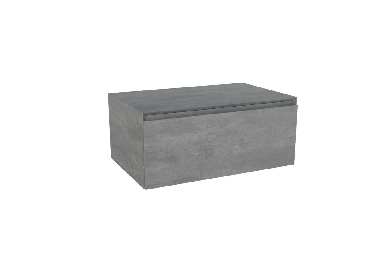 Storke Edge Modulo hängender Waschbeckenunterschrank: 75 x 48 cm, Beton dunkelgrau, 1 Schublade