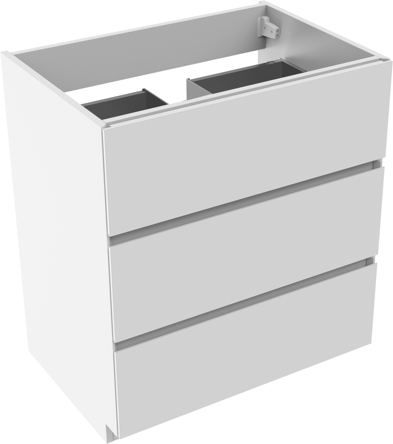 Storke Edge meuble sous-vasque a poser 75 x 52 cm Blanc Brillant 3 tiroirs