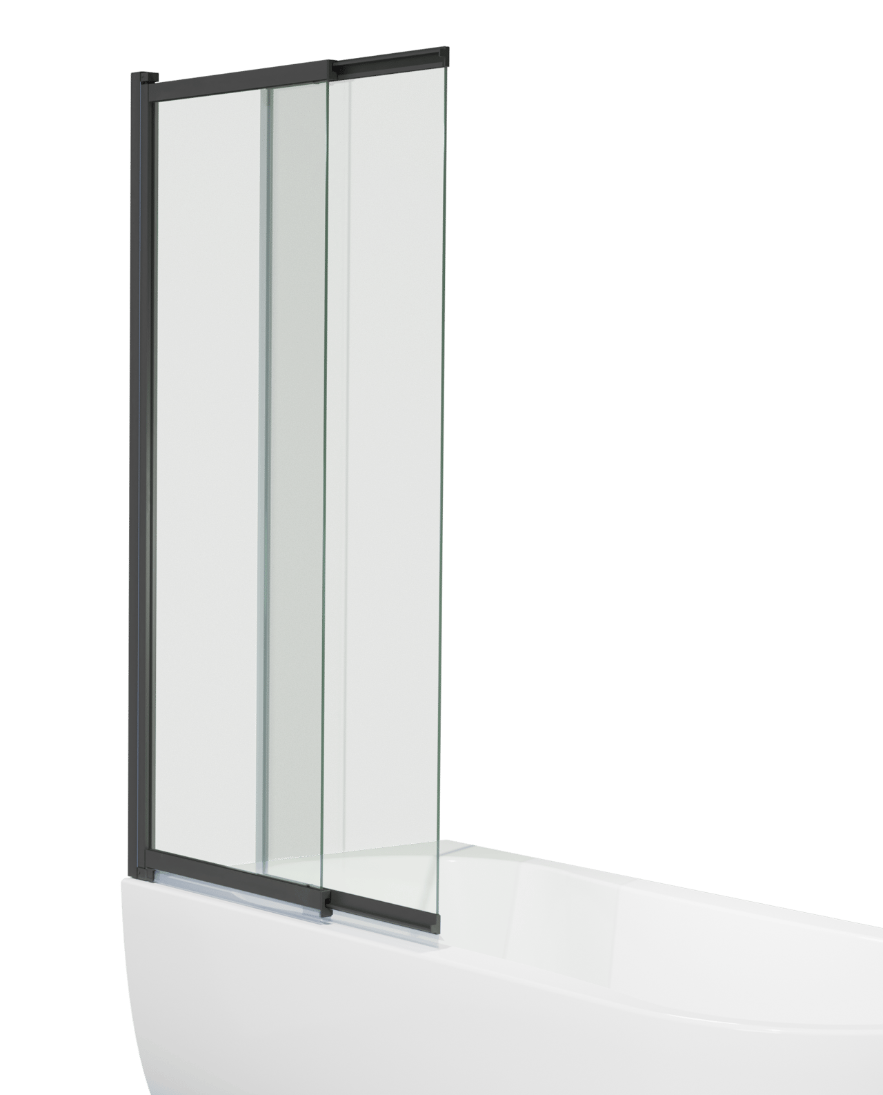 Luca Varess Vetras erweiterbare Badewannenaufsatz 100 cm, Klarglas, Schwarzes Profil