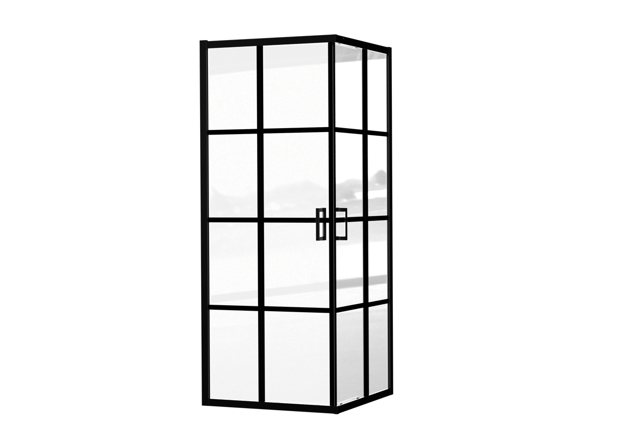Luca Varess Vidor paroi de douche avec accès d'angle avec 2 portes coulissantes 80 x 80 cm verre Square profil noir mat