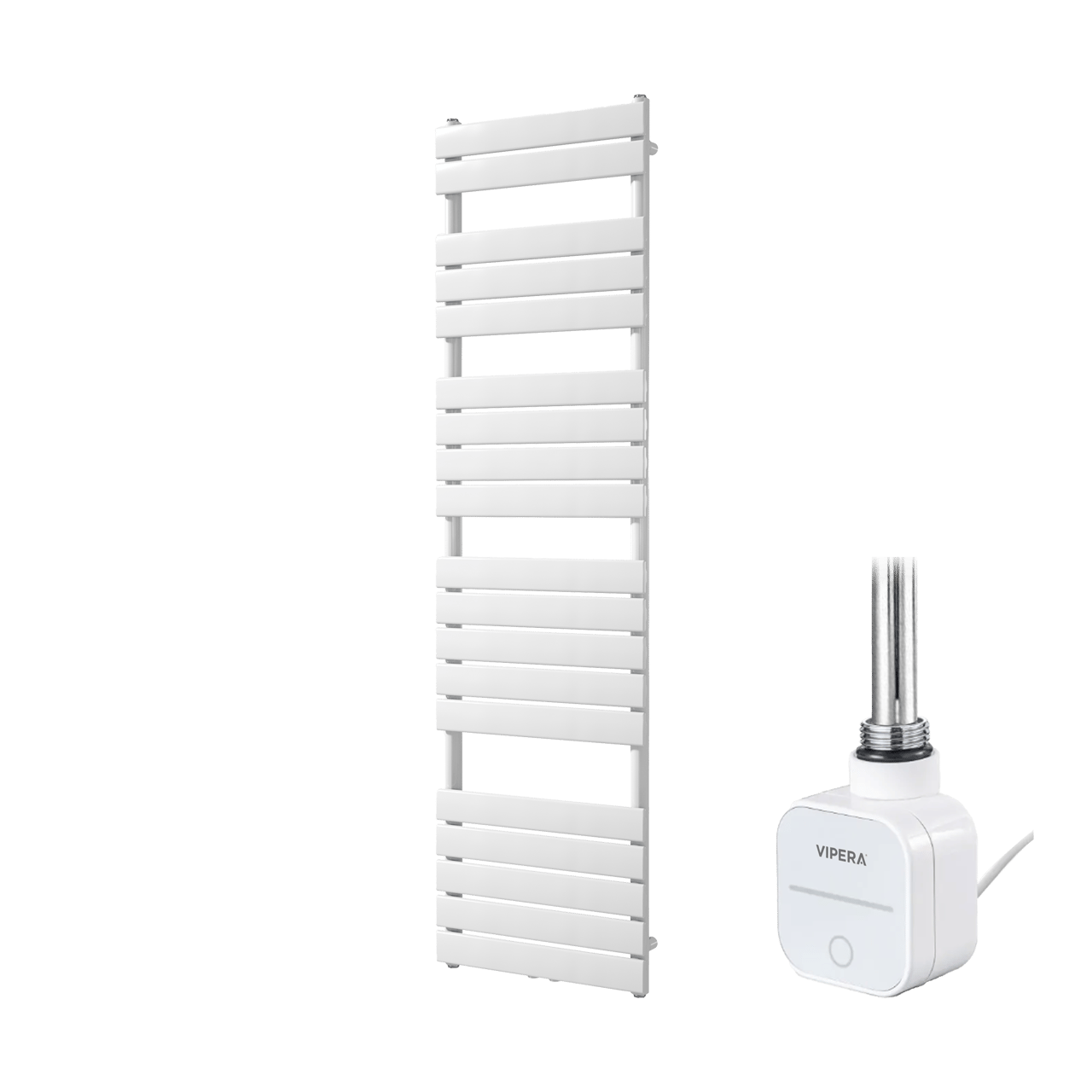 Vipera Vulcan sèche-serviettes Simple 50 x 180 cm chauffage électrique blanc brillant raccordement latéral et central possible 800W, résistance incluse