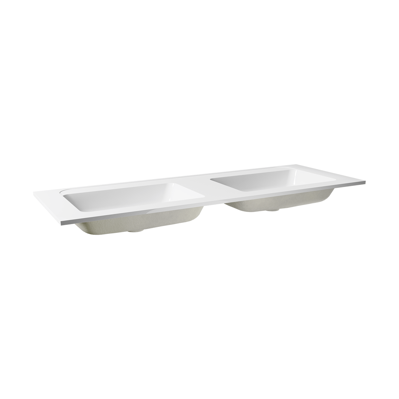Balmani Tablo Strada dubbele wastafel glanzend composiet marmer 150 x 55 cm