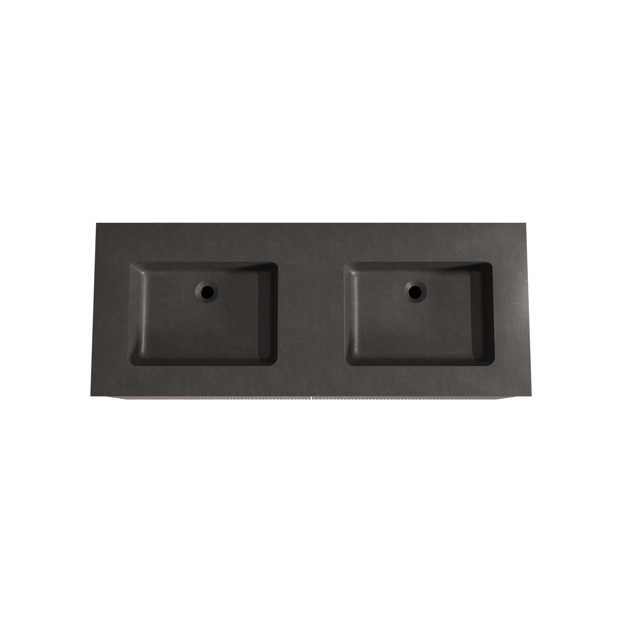Storke Ribs zwevend badmeubel 130 x 52 cm notenhout met Scuro dubbele wastafel in kwarts mat zwart, Verticale symmetrische rechte ribbel