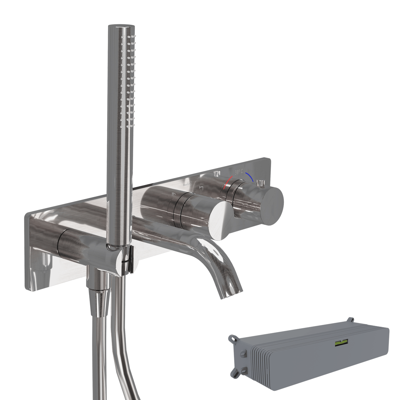 Blaufoss Round thermostatische inbouw badkraan met douchekop glanzend chroom incl. inbouwelement