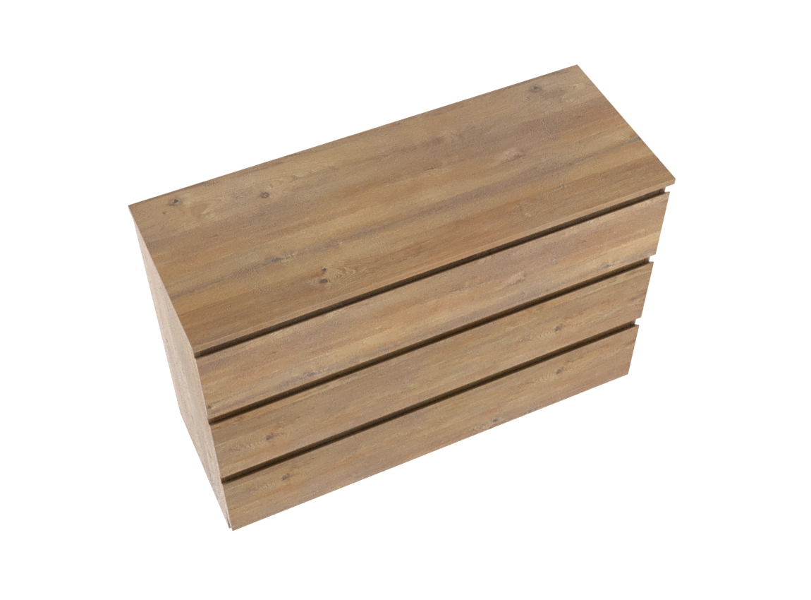 Linie Lado freistehendes Möbelstück Set: 120 x 46 cm, Naturbelassene Eiche, mit Lado Einzel- oder Doppel Waschtischplatte, Melamin Naturbelassene Eiche