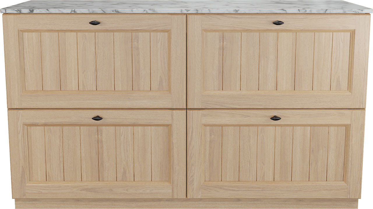 Balmani Lemon meuble salle de bains à poser 150 x 55 cm, placage chêne naturel avec Stretto tablette simple ou double en carrara