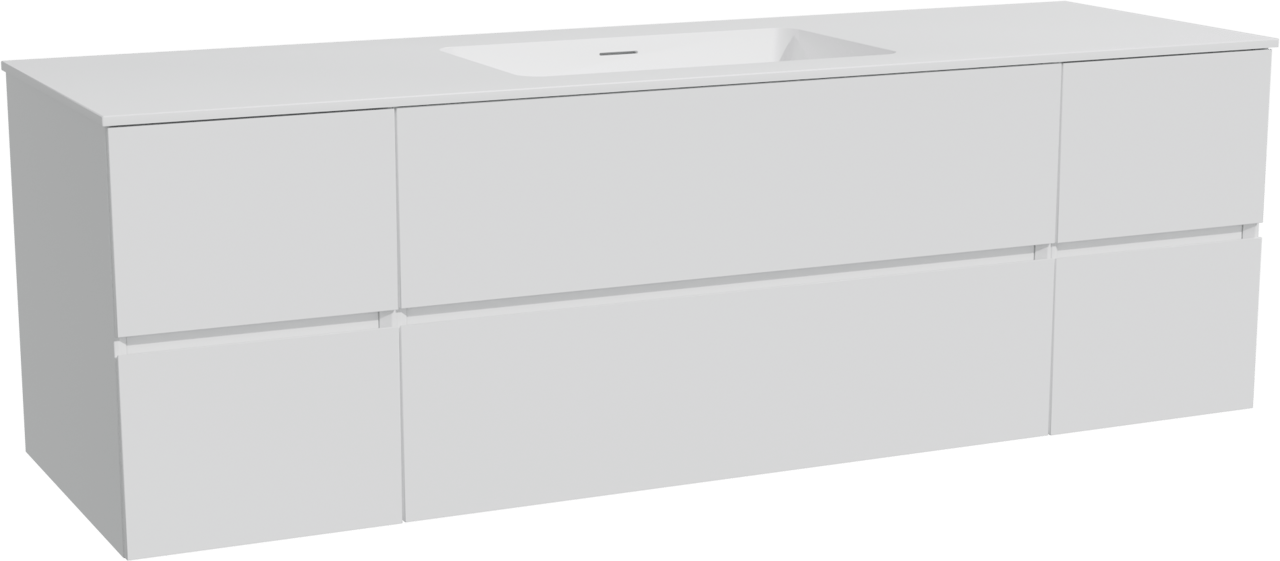 Storke Edge zwevend badkamermeubel 165 x 52 cm mat wit met Mata enkele wastafel in solid surface mat wit