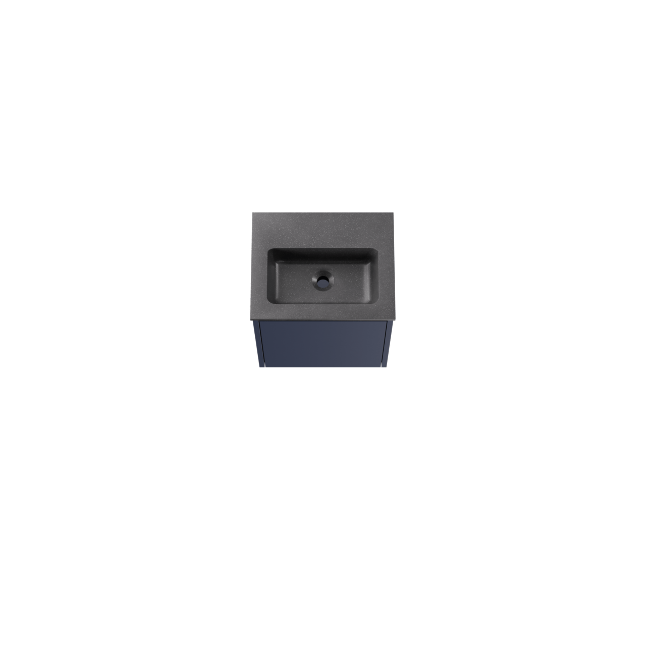 Storke Seda meuble salle de bains suspendu 45 x 35 cm bleu nuit avec Scuro plan simple en Quartz noir mat