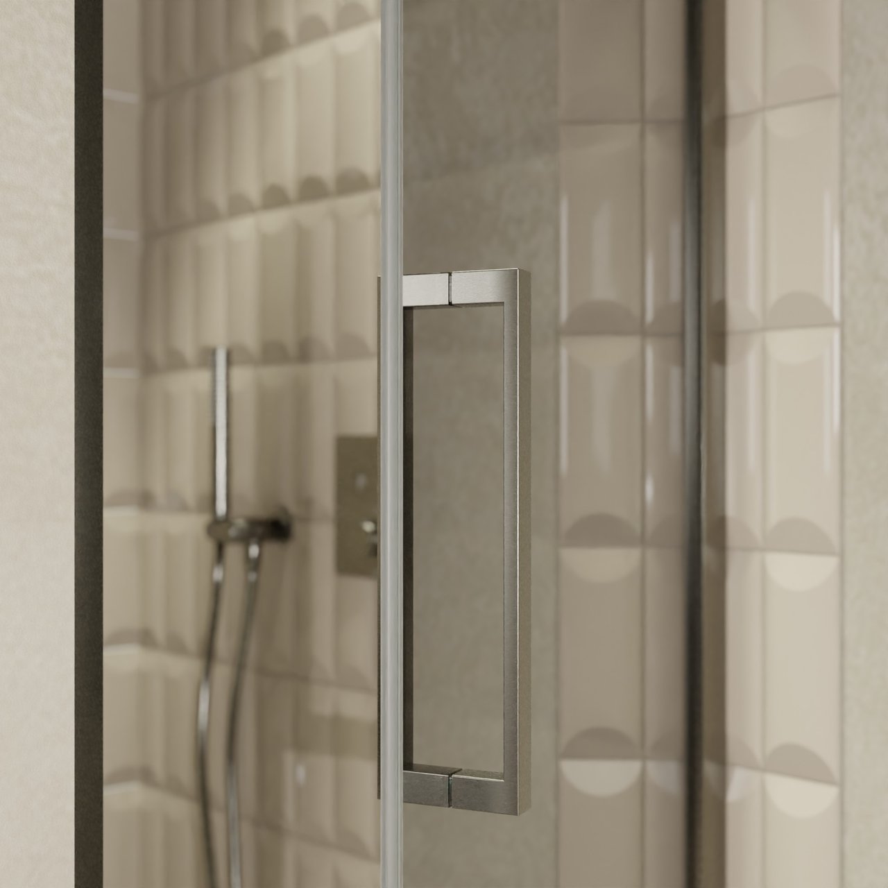Balmani Senses Design porte pivotante à droite 90 cm x 210 cm verre Miroir Reflex, Profil Brushed GunMetal, coating inclus